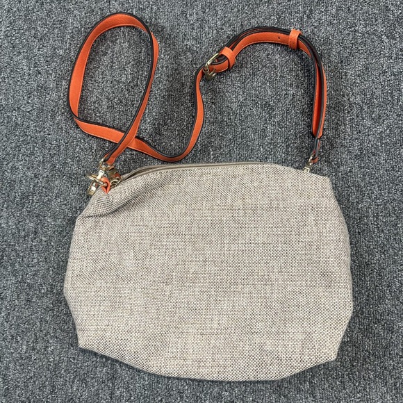 Coastal Canvas Crossbody Bag Medium Beige Orange Linen Look Travel Summer Boho — photo 2